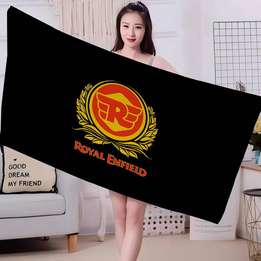 R-ROYALS E-ENFIELDS Logo Asciugamano da Spiaggia in Microfibra Assorbente Asciugatura Rapida Morbido Asciugamano per Yoga Nuoto Resort Alpinismo