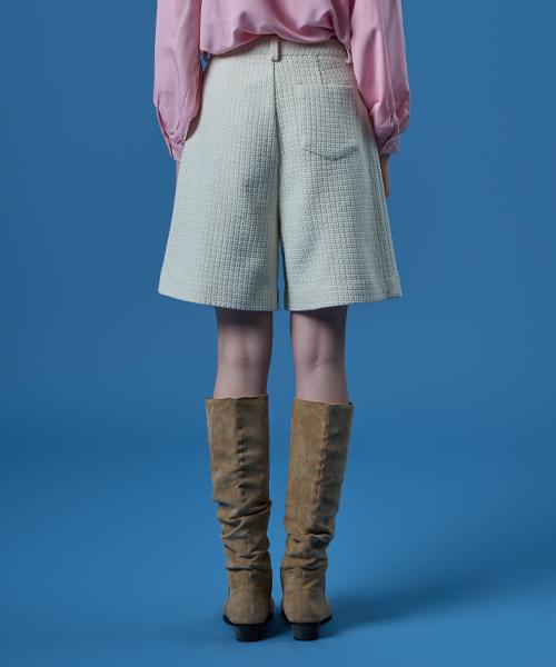 KOLEAT Tweed Wide Layered Shorts [Ivory]
