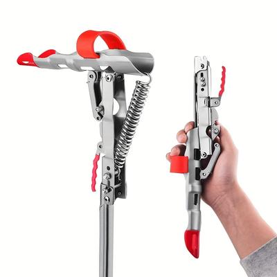Soporte Ajustable Automático de Acero Inoxidable para Caña de Pescar, con Resorte, Fácil Inserción en el Suelo, Soporte Plegable para Cañas con Mango Rojo para un Soporte Seguro