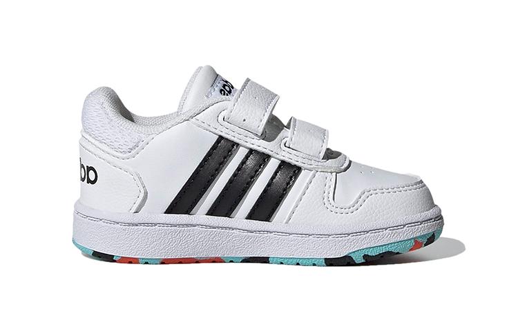 Adidas Neo Hoops 2.0 Abrasion Resistant Low top Toddler Shoes White Black Infant And Toddler H01551