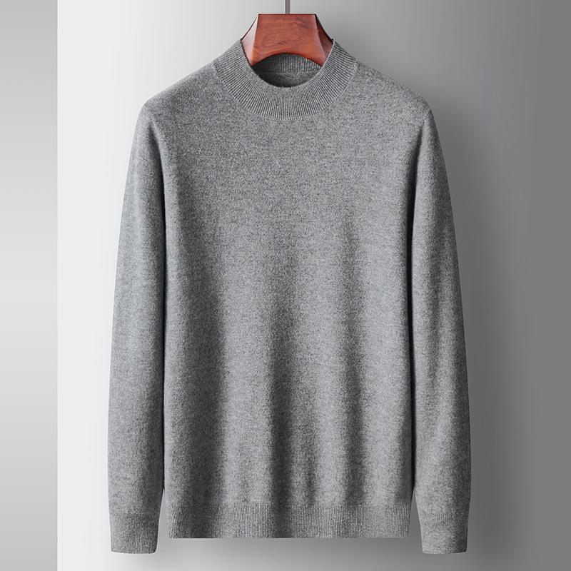 100% Pure Wool Autumn and Winter Men's Medium Neck Wool with Medium Thickness Merino Sweater
