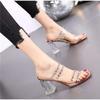 Fashion slippers 2025 new women's sandals thick heel waterproof table high heels rivets transparent heel versatile women's shoes