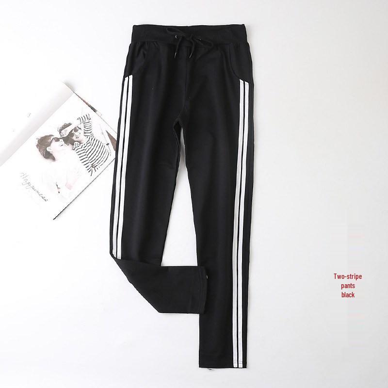 New Women's Slim Straight Casual Sweatpants - Spring & Autumn Style, Loose Fit, Cotton, Solid Color, Trendy Large Size