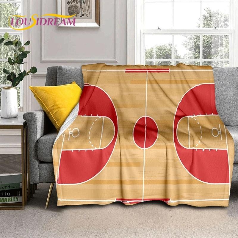 Lastest Basketball Court Frame Soft Blankets,Keep Warm Throw Blanket Comfortable Blanket for Picnic Beds Sofa Home Bedroom gift
