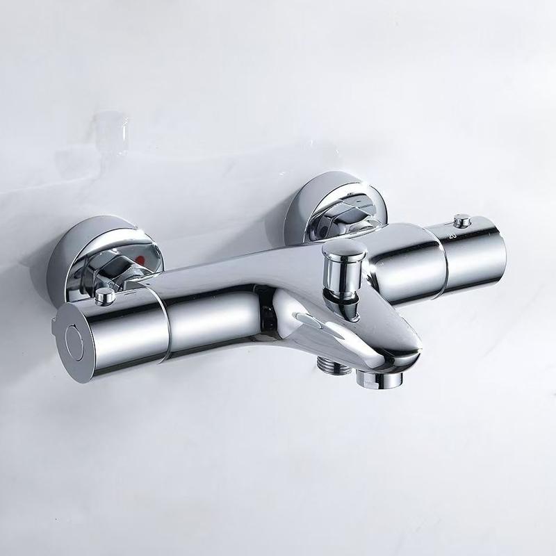 Professioneller Thermostatischer Badezimmer-Mischbatterie, Messing Chrom Wandmontierte Duscharmatur mit Temperaturregelung für Wanne