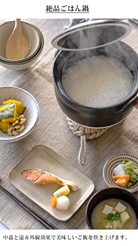 Banko ware (Banko-yaki) earthenware pot "Exquisite Rice Cooker" 3-cup capacity (serves 1-2 people)