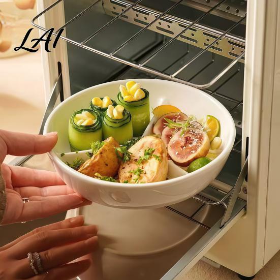 Dávkovací dieta Keramický parní talíř se 3 oddělenými přihrádkami Kulatý jídelní pro jídlo Rýže Maso Zelenina Oddělovač Hrnec Rodinné každodenní použití