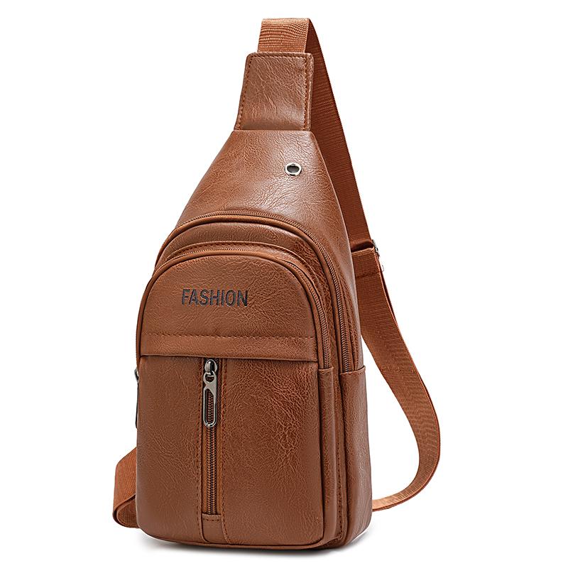 Chest Bag Vintage Soft Leather Crossbody Bag Men's Business Shoulder Bag
