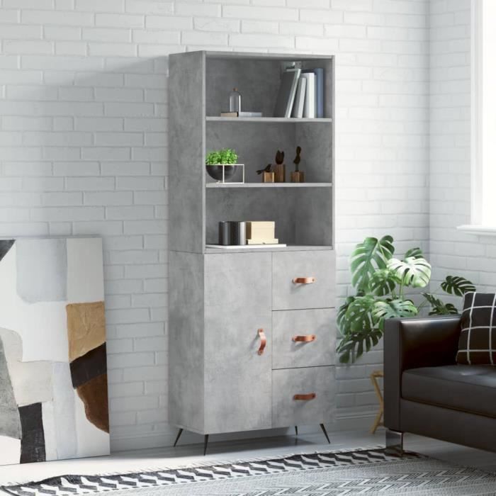 VidaXL Highboard Concrete Grey 69.5x34x180 Cm Engineered Wood 3189417