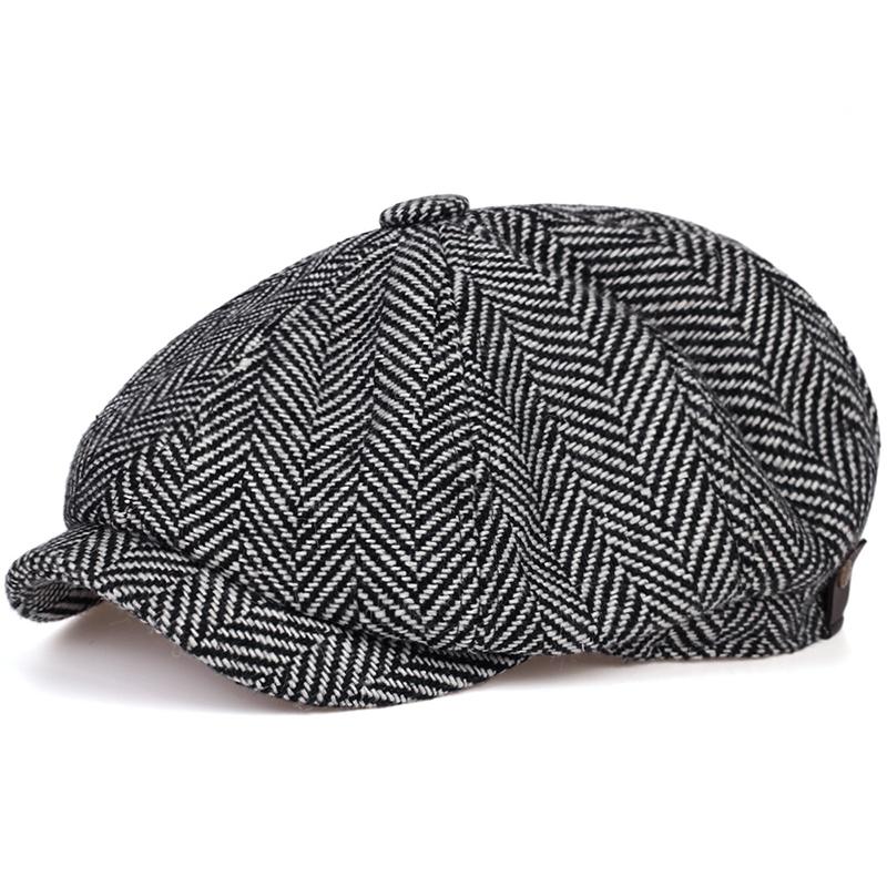 Retro Newsboy Caps Men British Painters Hats Autumn Winter Berets Herringbone Flat Cap Hip Hop Berets