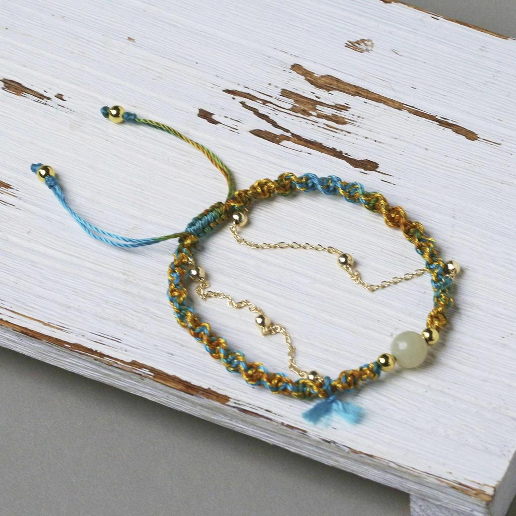 Handwoven Hetian Jade Multilayer Women's Bracelet - Retro Luxury Ethnic Design