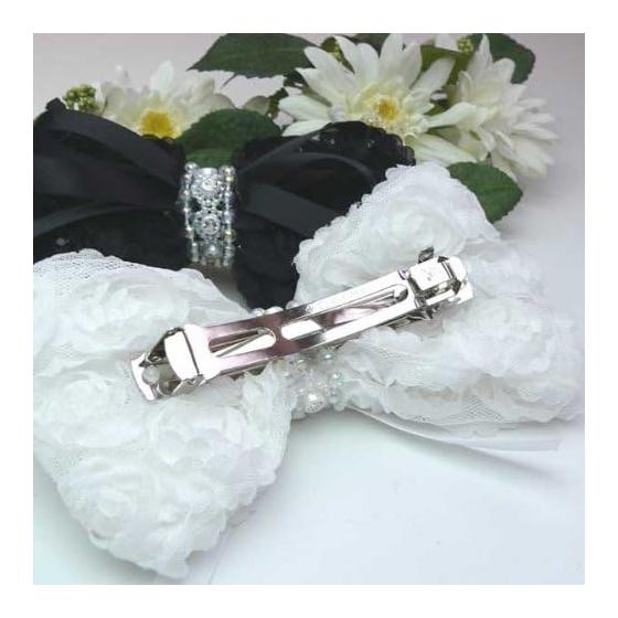 Barrette Hair Clip for Girls - Black Dress Fabric Ribbon, Elegant & Gorgeous for Updos, Parties, Weddings - Approx. 13x8cm