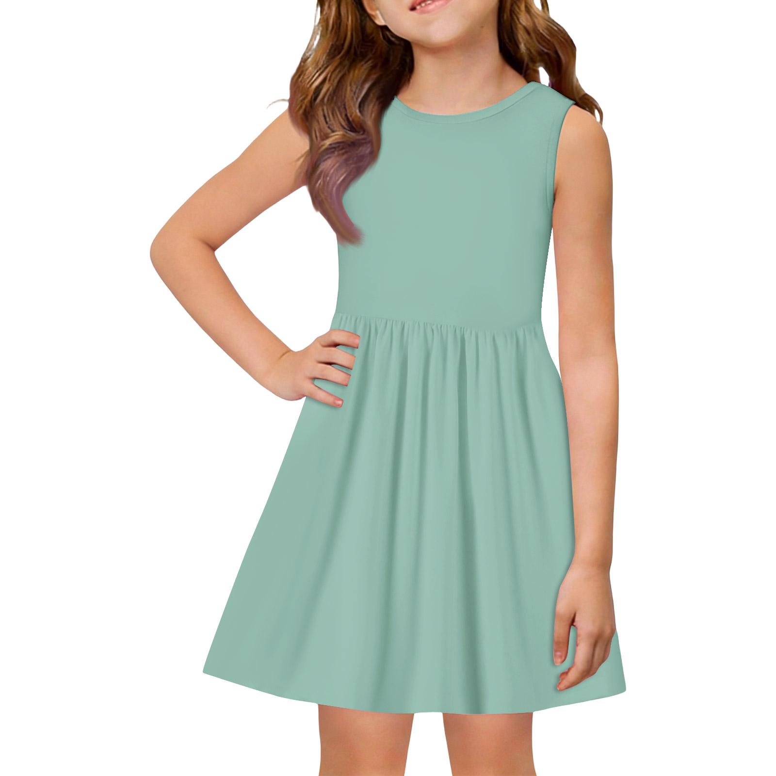 

Girls Summer Princess Dress - A-Line Vest Splice Dress 130