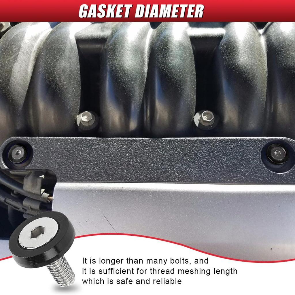 Aluminum Bumper Fenders Washer Stainless Steel Bolts, M6 Engine Bay Dress Up Fastener Kit, Car Body Decoration Replacement Screws for Headlights,