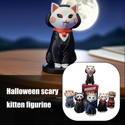 Enfeites de Halloween de Gato Modelo Animal em Miniatura Decoração Enfeites Pequenos