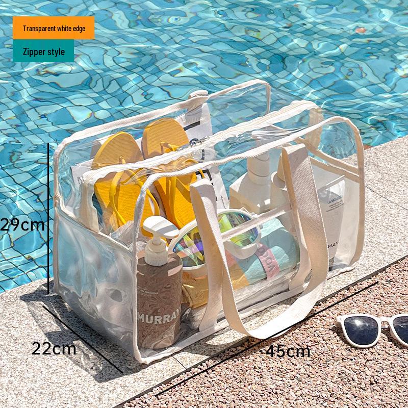 Große wasserdichte PVC-Strandtasche mit Knopfverschluss für Toilettenartikel & Kosmetik – Ideal zum Schwimmen und für den Außenbereich