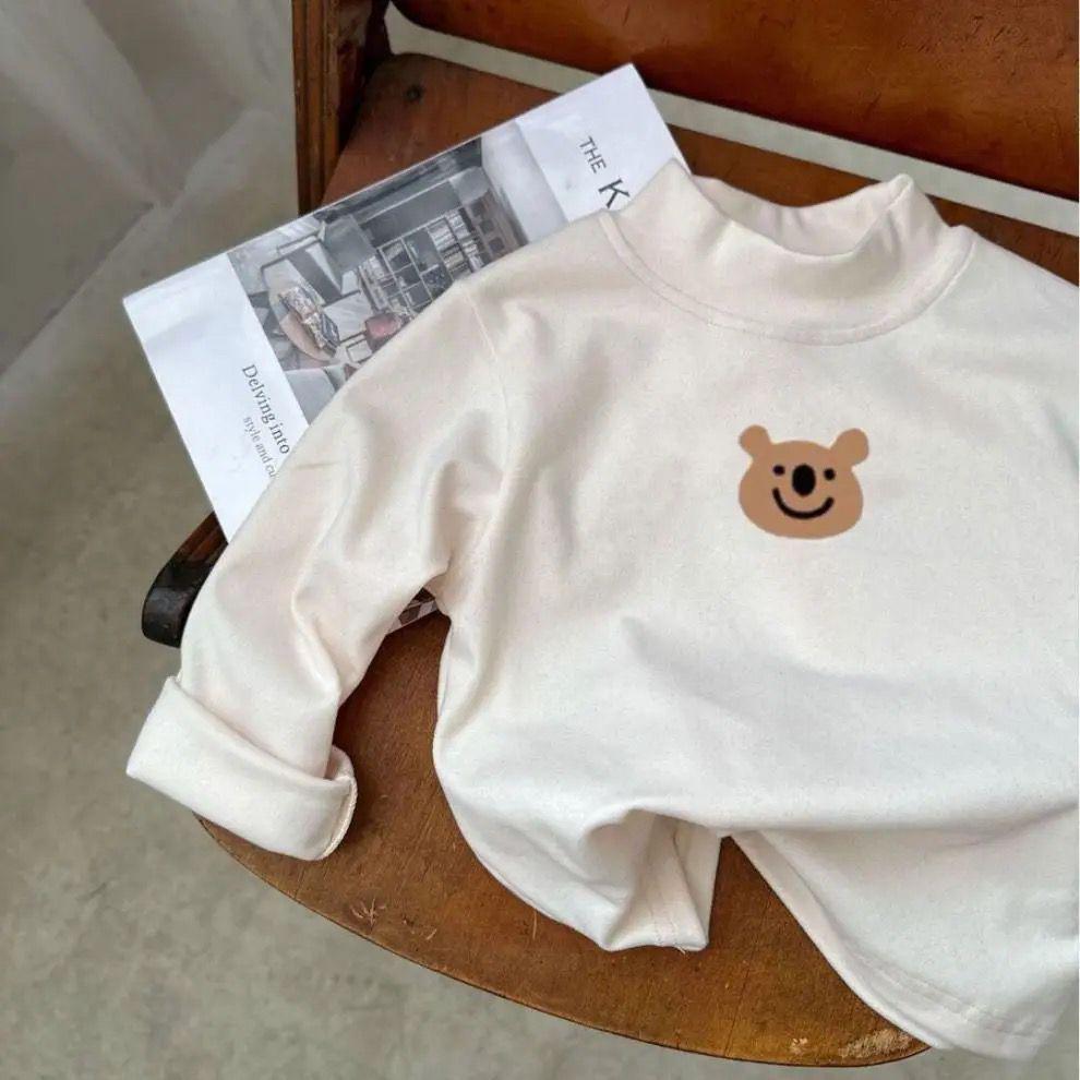 

Детская футболка с длинным рукавом и полувысоким воротником в корейском стиле для мальчиков и девочек - Коллекция Осень/Зима 2025 130