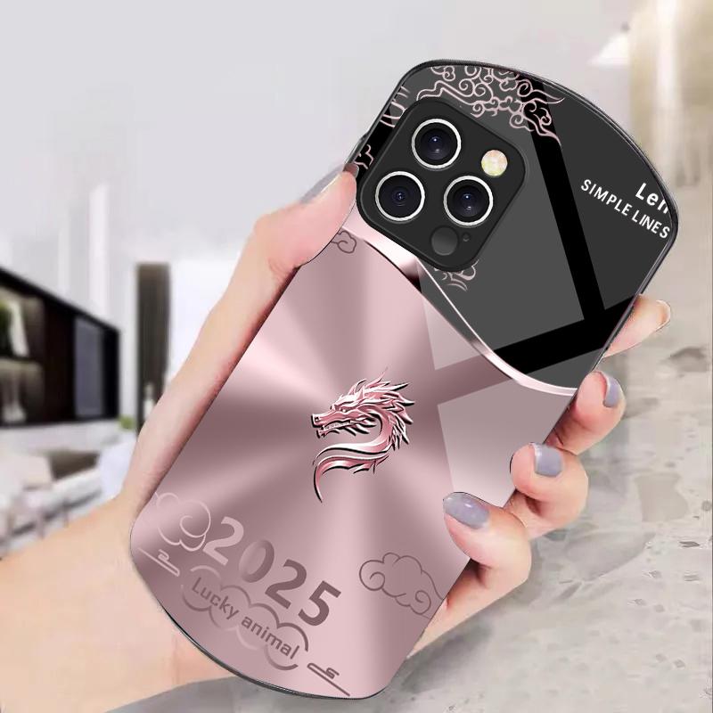Clouds And Dragons For IPhone 16e 16 Pro Max 11 12 Mini 13 14 P Lus 15 Plus 7 8 Se 2020 Elliptical Tempered Glass Phone Case
