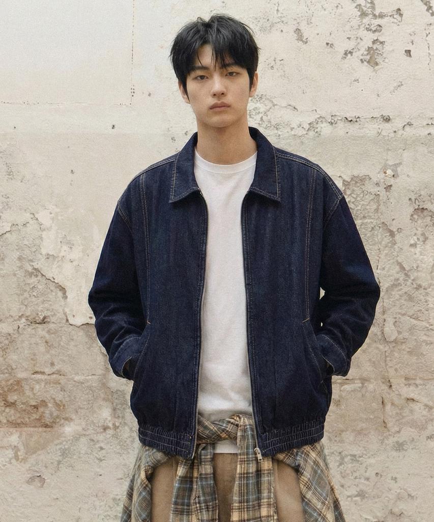 Agod Washed Crop Zip-Up Denim Jacket [Raw Indigo]