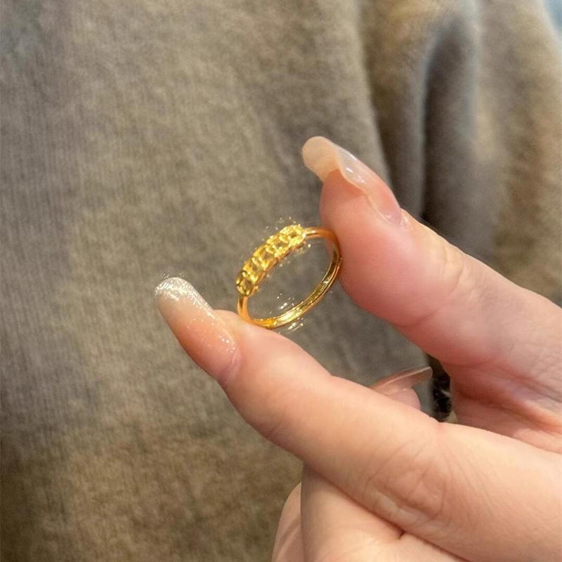 New Chinese Five Emperors Copper Coin Ring Women's Light Luxury Niche High Sense Adjustable Ring Temperament National Style Index Finger Ring Tide