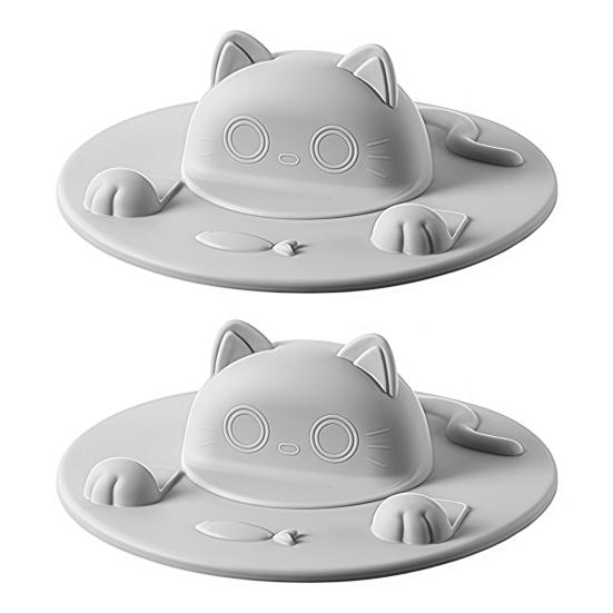 Silicone Cup Lid Cat Design Spill Proof Cup Cover with Tea Bag Slot Heat Resistant Non-Slip Microwave Safe Mug Cover for Coffee Tea Milk Cups