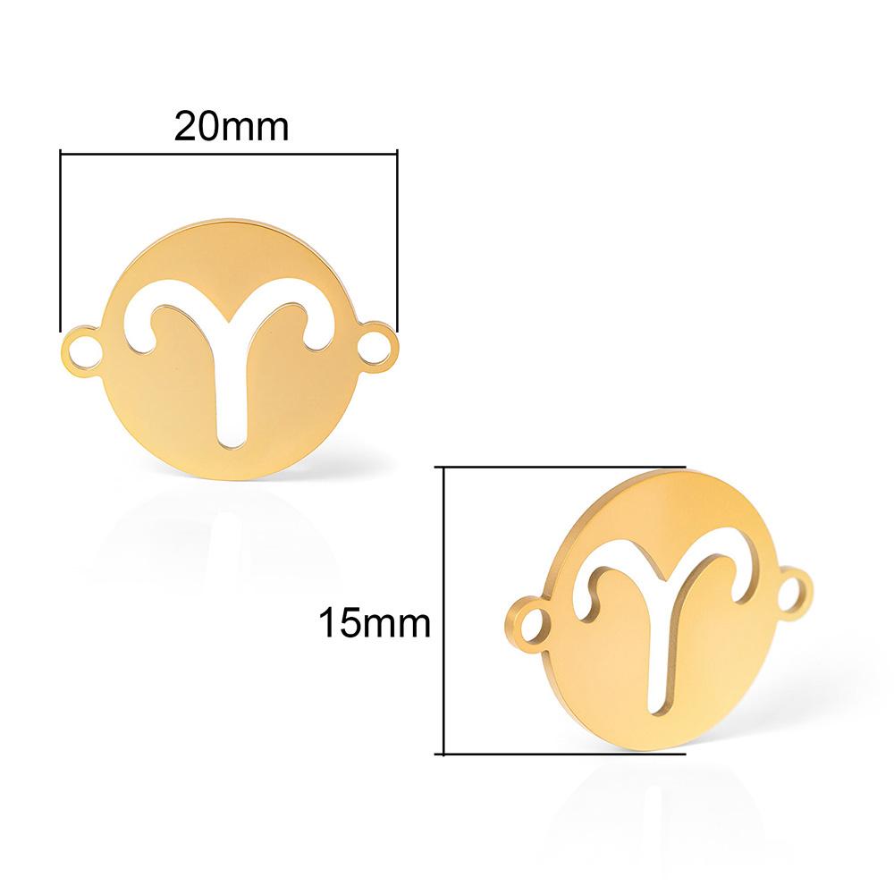 5pcs/lot 316 Stainless Steel Gold Plated 12 zodiac signs Small Charms Connector Pendant For Necklace DIY Jewelry Making