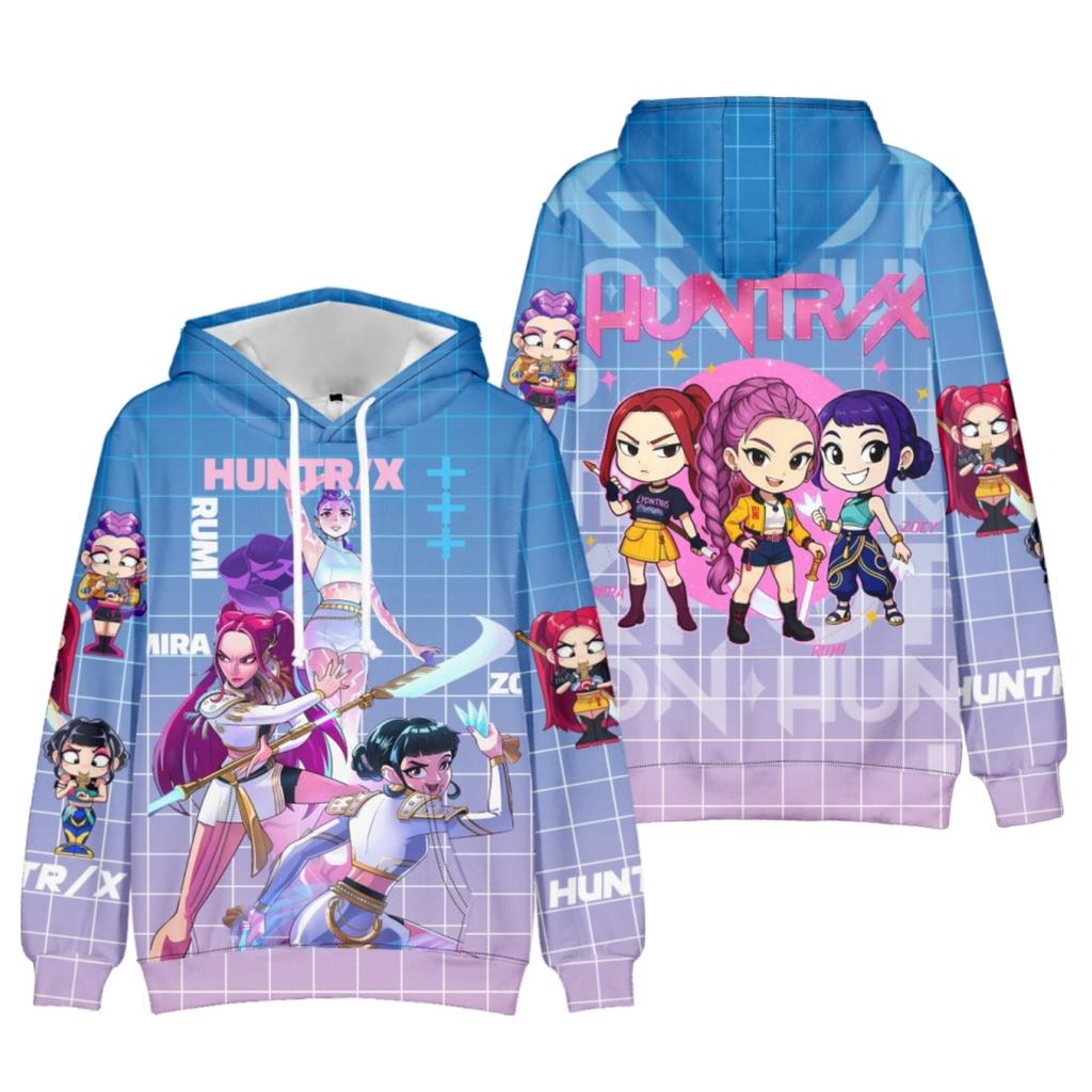 Children's Fashion Casual Long Sleeve Hooded Witch  Group Print Sweatshirt