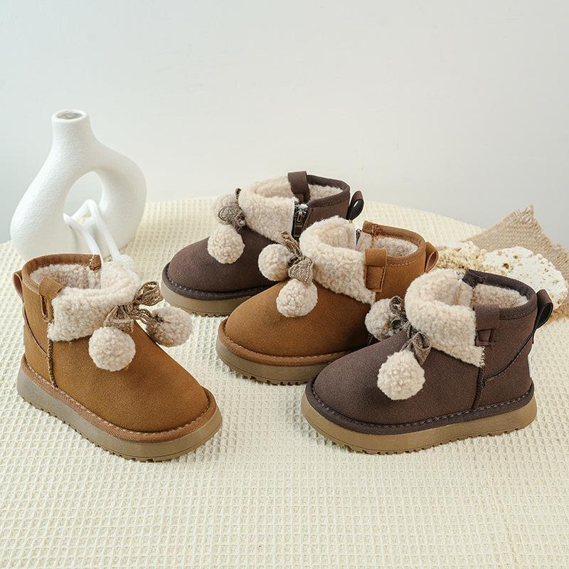 Girls' snow boots winter new children's snow shoes women's treasure autumn and winter piled thickened cotton shoes non-slip and warm