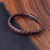 Classic Stainless Steel Bracelets For Men Black Blue Brown Color Punk Braided Wrap Leather Bracelets On the Hand Jewelry