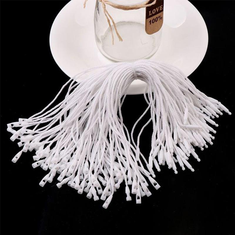 100PC Loop Tie Fasteners Clothing Accessories Plastic Tag DIY White Black String Snap Lock Pin Hang Tag Cotton Rope
