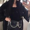 Gothic Waist Chain Alloy and PU Leather Body Chains with Rounded Circle Decor Body Straps Accessories for Women and Girl