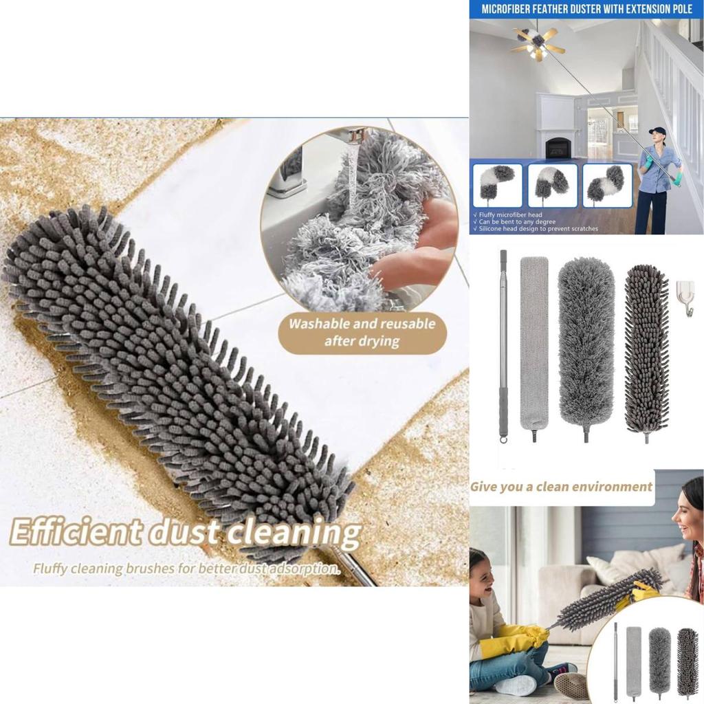 Ausziebares Federwedel-Bürsten-Set Mit Teleskopstiel Für Die Haushaltsreinigung Und Staubentfernung
