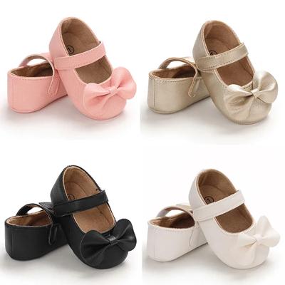0-18 Months Girl Princess Shoes Upper PU Non Slip Rubber Sole Cute Bow Non-slip Footwear