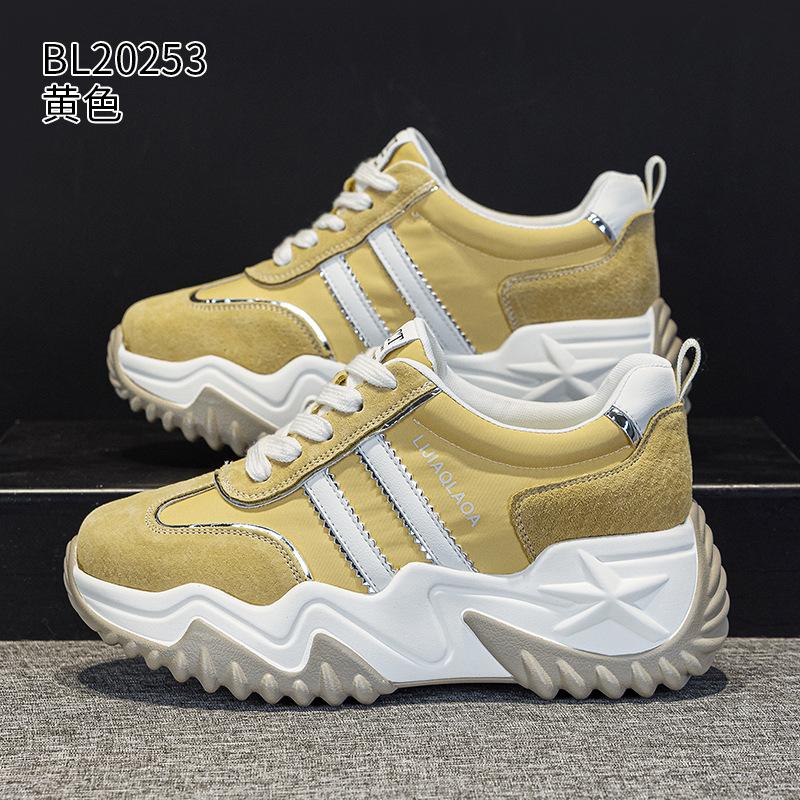 Dad Shoes Frühling und Herbst Neu Dicke Sohle Höherlegung Kleine Forrest Gump Schuhe Sport Leder Atmungsaktiv Freizeit Schuhe