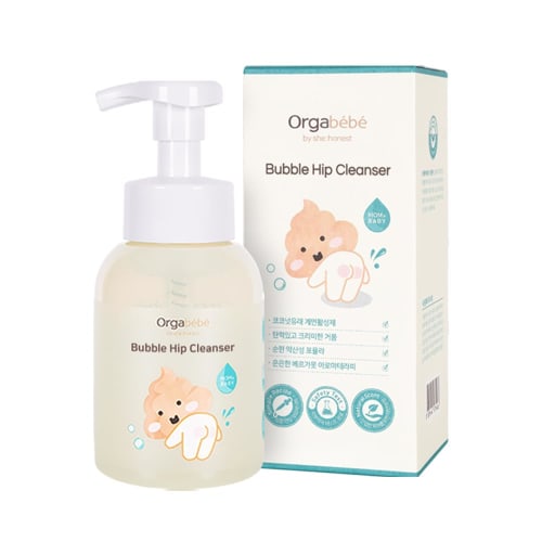 ORGABEBE Bubble Hip Cleanser 300ml (Foam Type) Delicate Zone Care, Buttocks, Hip Care, Vegan, Organic, Silicone-Free, Baby Soap, Sensitive, Dry, Atopi