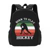 Born To Play Hockey Backpack Hot Sale Daypack Large Capacity Children BookBag School Bag Shoulder Bags for Men Women
