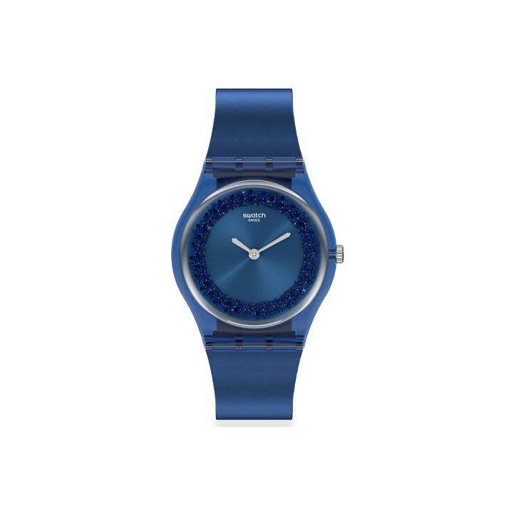 Swatch Gent Series Quartz Movement 30M Water Resistant Watch 34Mm Blue Dial Plastic Case Silicone Strap Women watches GN269 Blue