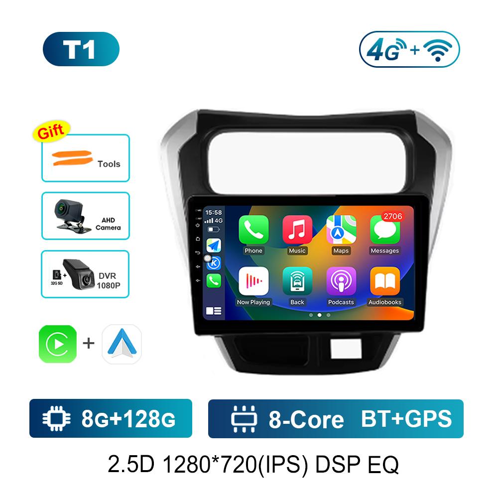 Carplay Android System 9'' for SUZUKI Maruti Alto 800 2014 Navi GPS Car Video Multimedia Player WiFi+4G Split Screen DSP Stereo
