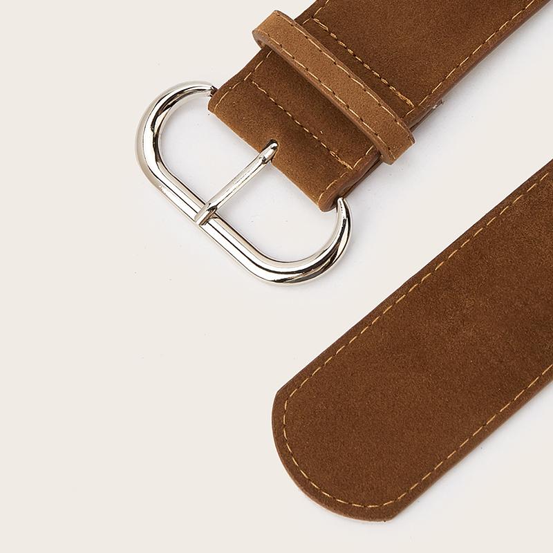 1pc Women Luxury Design Suede Leather Wide Belt Casual Versatile Business Waist Strap Trendy Pin Buckle Waistband