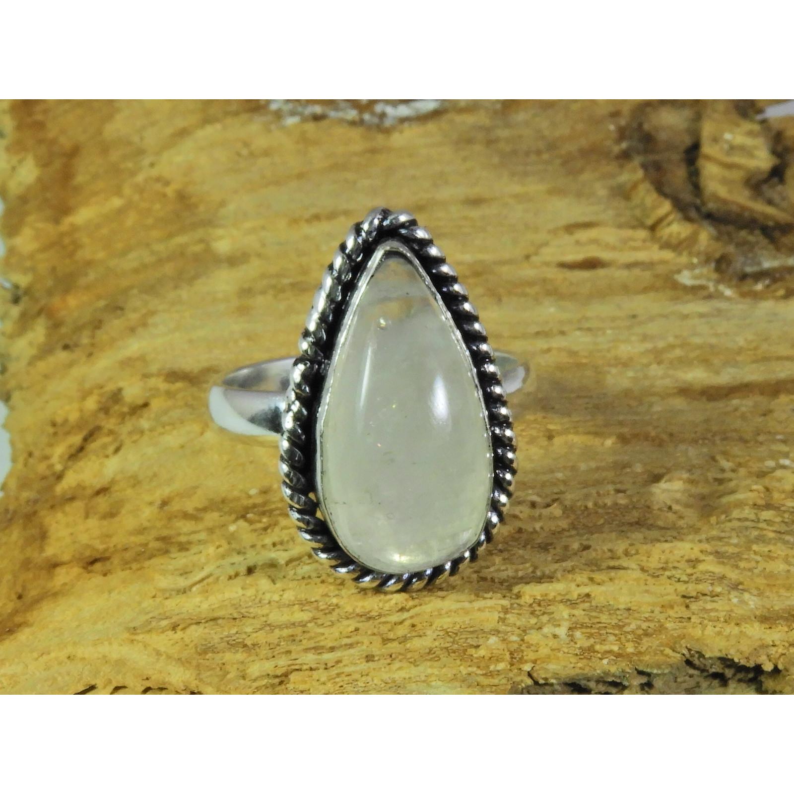

Natural Rainbow Moonstone 925 Solid Sterling Silver Ring Size US-7 PG-109