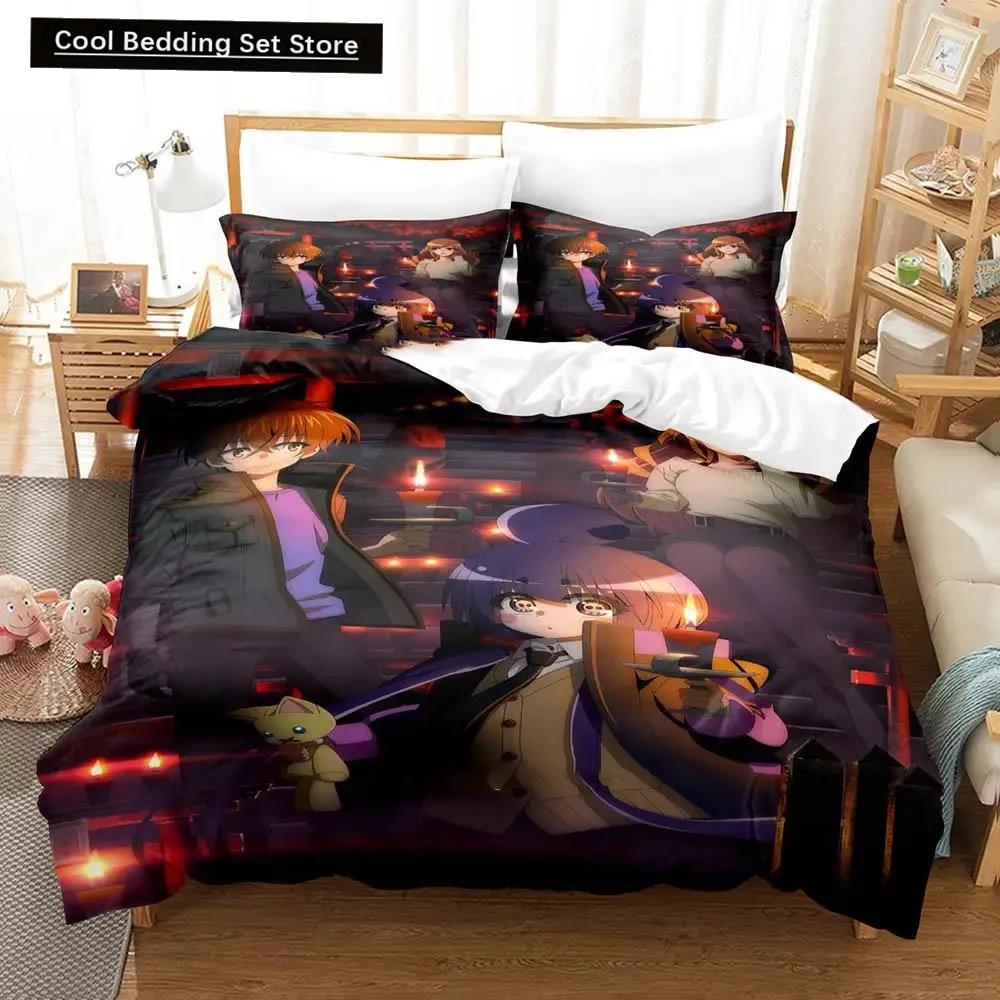 Conjunto de Cama Anime 3D Dark Gathering Capa de Edredom Conjunto de Cama Capa de Colcha Fronha Edredom Tamanho King Queen Meninos Adultos Conjunto de Cama