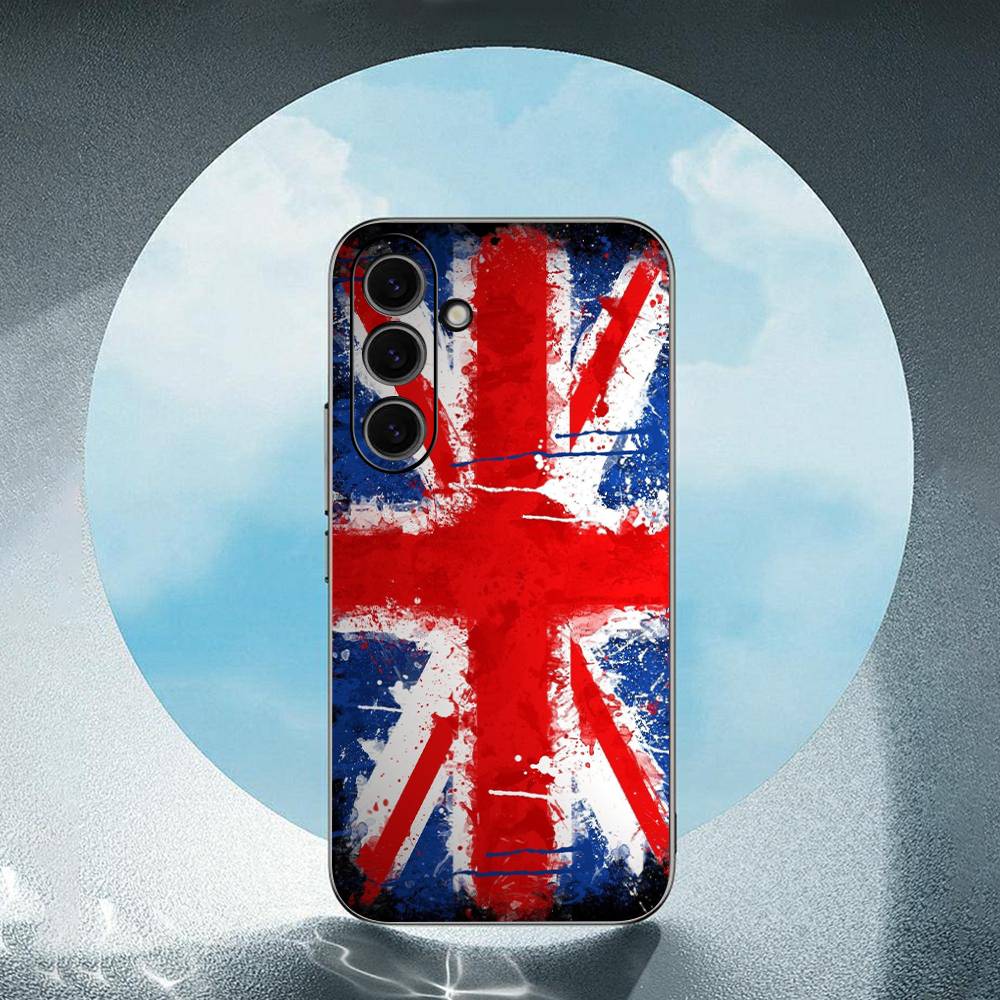 Uk Flag For Samsung Galaxy S25 S24 S23 Ultra S22 S21 Plus S20 Black Soft Silicone Protective Case