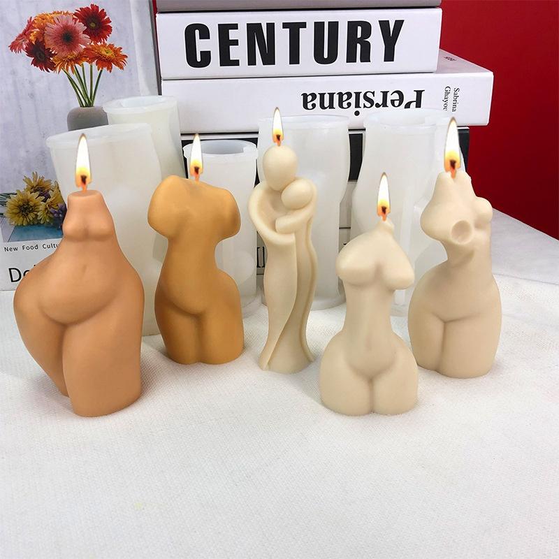 Halvkropp Kvinne Stearinlys Silikonform DIY Enkel Abstrakt Menneskekroppskunst Ornament Resin Silikonform Gipsform Såpeform