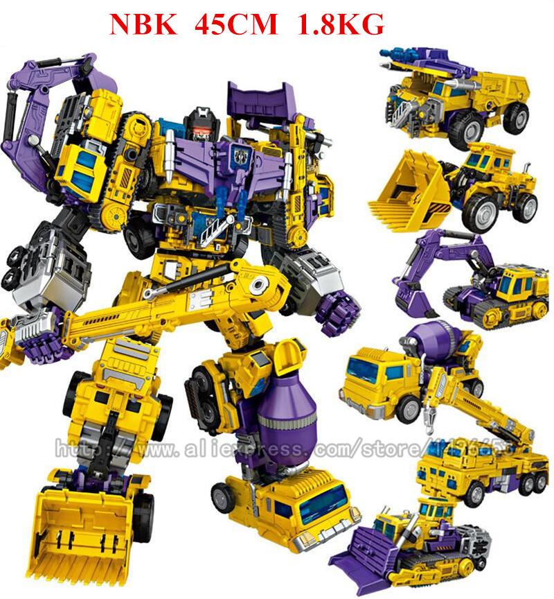 Oversize 6 IN 1 Transformation Devastator Toys Boy Robot Car KO G1 Excavator Trucks Model Action Figure Kid Adult