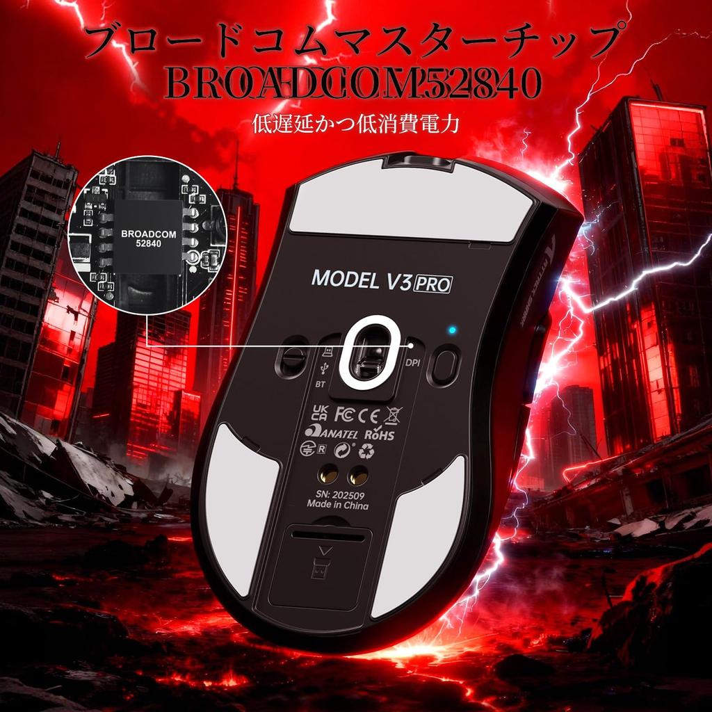 ATTACK SHARK V3PRO Wireless Gaming Mouse with RGB Charging BK52820 PAW3311 100 Million Switch High High Low Up To Ergonomic Technical Standards