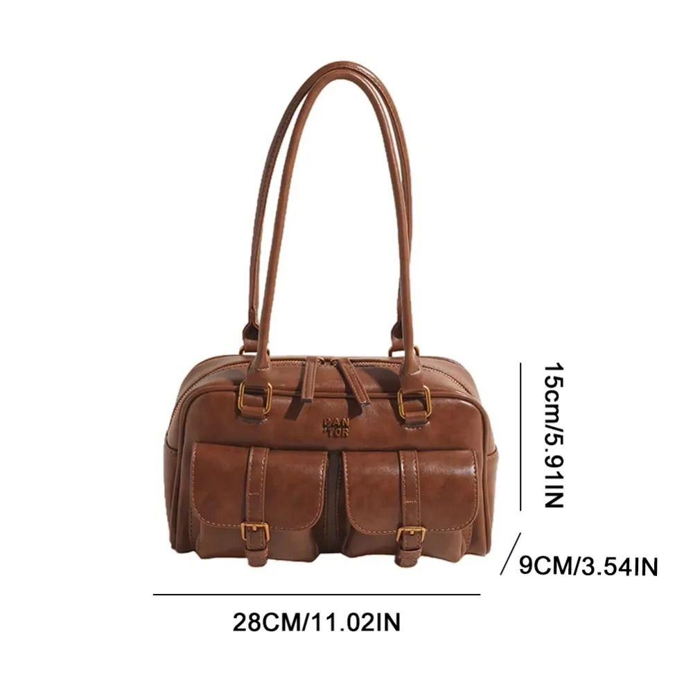 Handbag Pocket Boston Tote Bag Korean Style Underarm Bag All-match PU Bowling Bag  Women