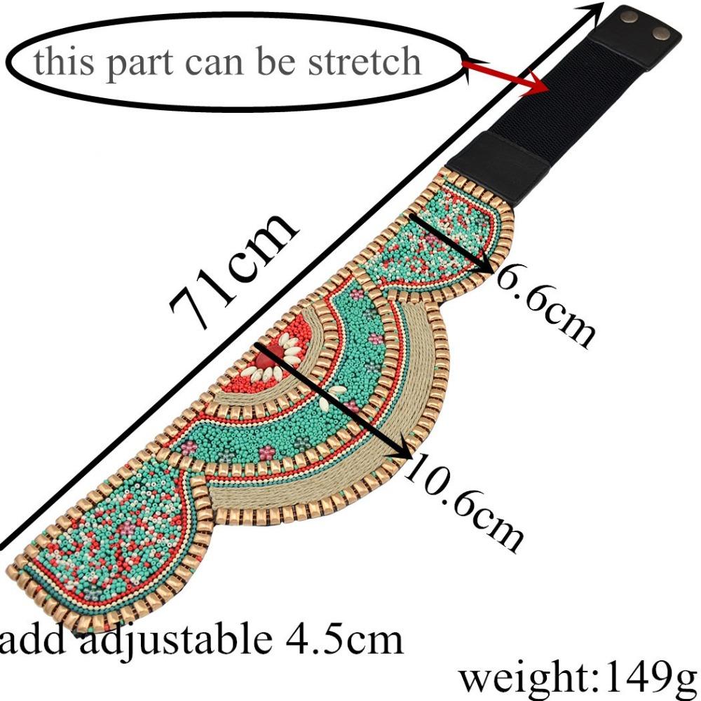 Adjustable Bohemian Women Belt Shining Ethnic Beaded Waistband  Body Jewelry for Holiday