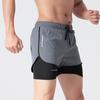 Men Beach Shorts Loose Double Layers Quick Dry Conservative Breathable Swimming Elastic Waist Plus Size Solid Color Swimming Trunks Water Sports