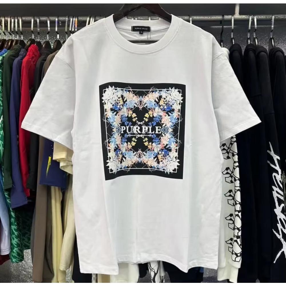 Purple Brand T Shirt Men Women Inset Crewneck Collar Regular Fit Cotton Print Tops US S-XL More Color