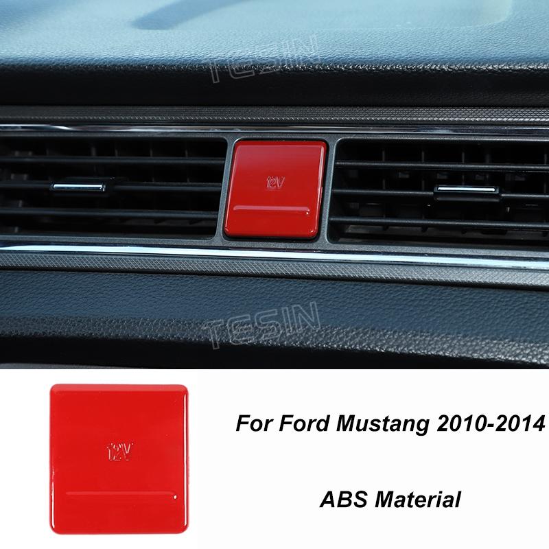TESIN Car Red Interior Decoration Cover Stickers For Ford Mustang 2009 2010 2011 2012 2013 2014 Exterior Accessories Car